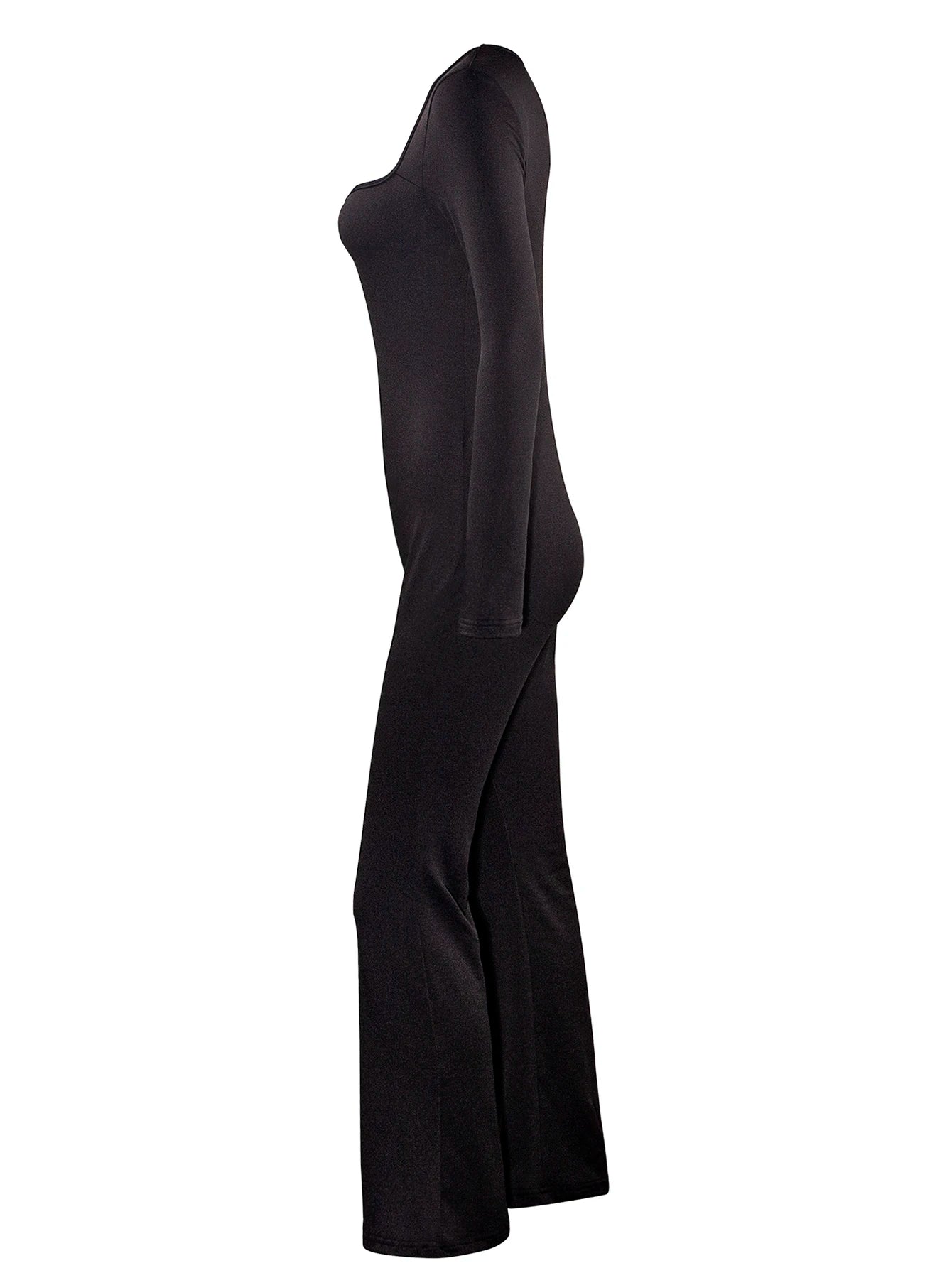 2024 Spring and Autumn Women's Long Sleeve Belly Tightening Waist Hip Lifting Square Neck Wide Leg High Elastic Jumpsuit
