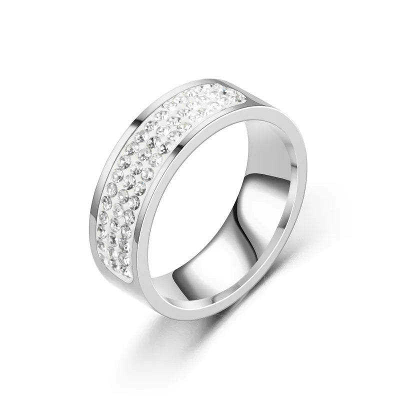 Square Zircon Stainless Steel Couple Ring For Women and Men Romantic Engagement Wedding Party Jewelry Female