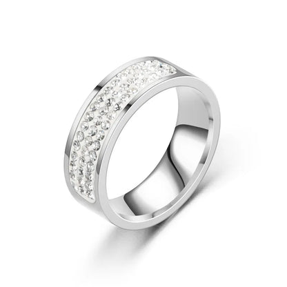 Square Zircon Stainless Steel Couple Ring For Women and Men Romantic Engagement Wedding Party Jewelry Female