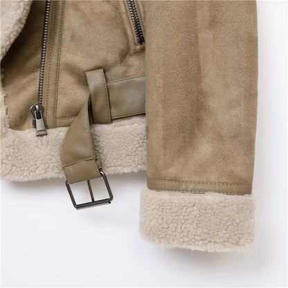 Motorcycle  Faux Shearling Sheepskin Leather Jackets