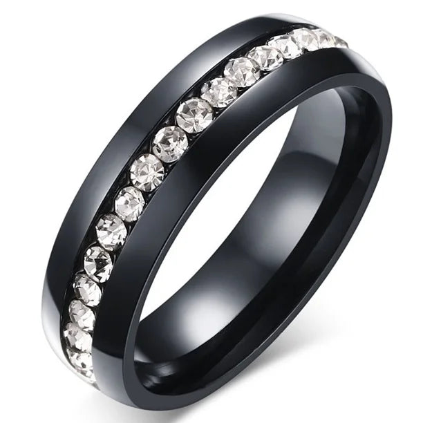Square Zircon Stainless Steel Couple Ring For Women and Men Romantic Engagement Wedding Party Jewelry Female