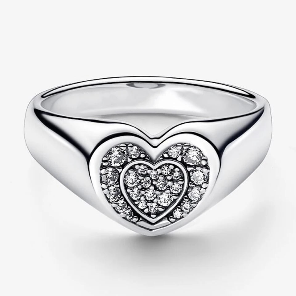 2026 New 925 Silver Love Double Layer Rose Wrong Circle Princess Noble Bow Crown Ring Exquisite DIY Charm Jewelry Gift