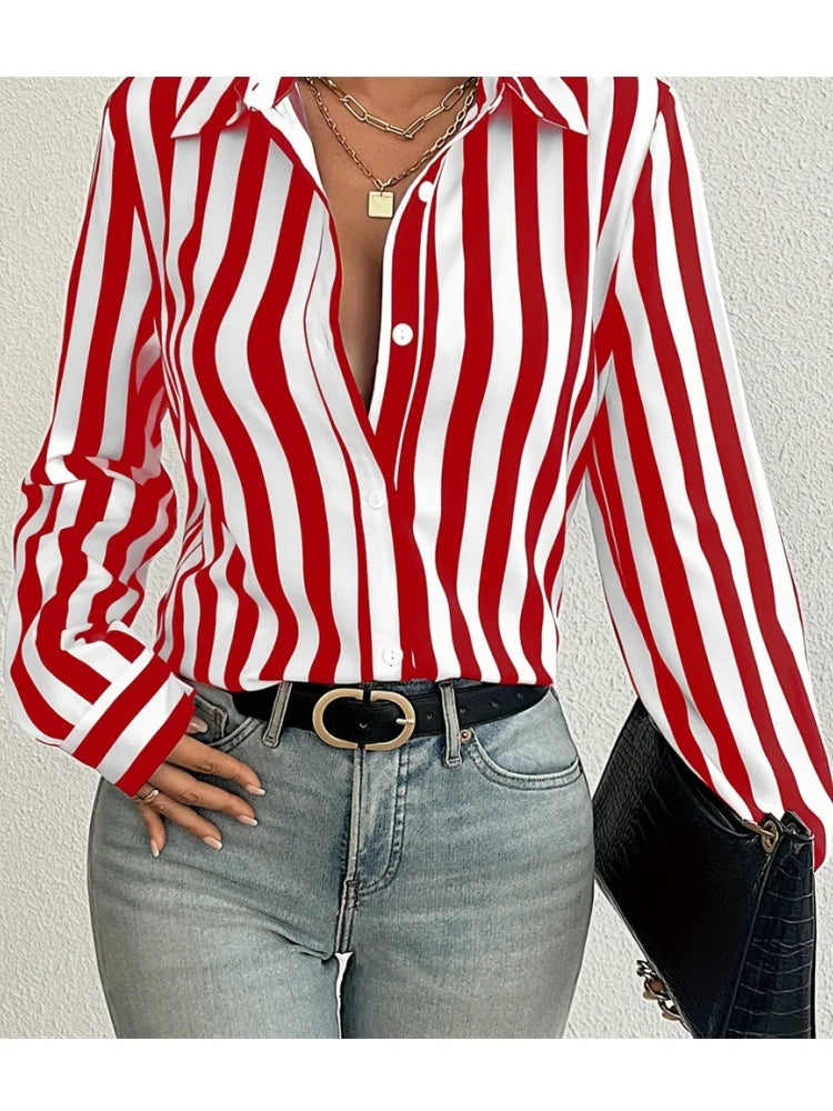 Black Striped Printed Long-sleeved Shirt