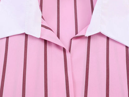 Women Blouses Tops Spring New Fashion Color Blocking Elegant Women's Shirts Tops Chic Street Single-breasted Tops