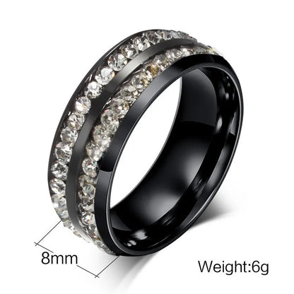 Square Zircon Stainless Steel Couple Ring For Women and Men Romantic Engagement Wedding Party Jewelry Female