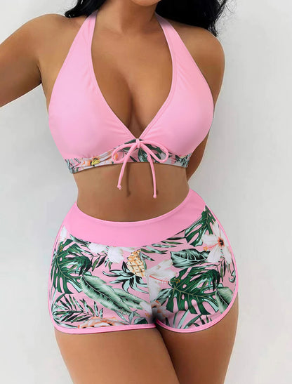 Two-Piece Women's Swimwear Set & High Waisted Boxer Bottom