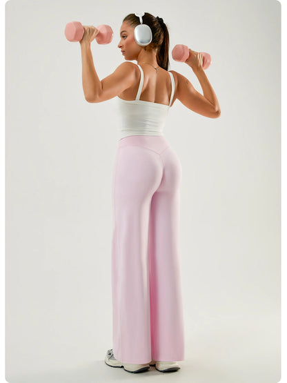 Women High Waist Wide Leg Yoga Pants Loose Flare Leggings Tummy Control Straight Workout Trousers Casual Lounge Pants Fitness