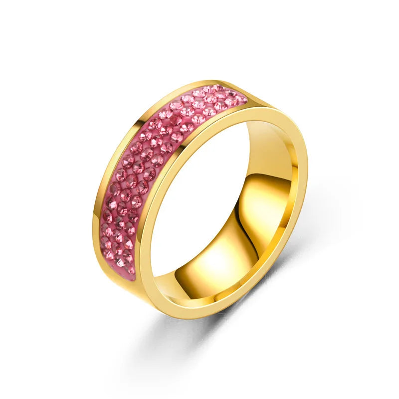 Square Zircon Stainless Steel Couple Ring For Women and Men Romantic Engagement Wedding Party Jewelry Female