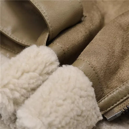 Motorcycle  Faux Shearling Sheepskin Leather Jackets
