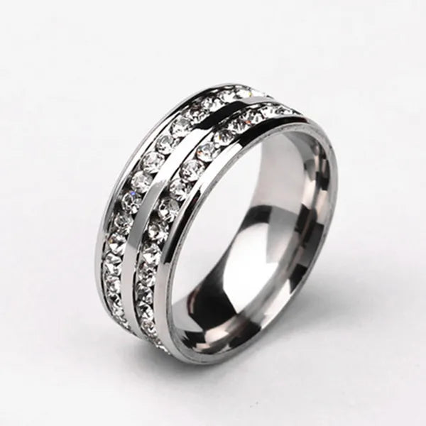 Square Zircon Stainless Steel Couple Ring For Women and Men Romantic Engagement Wedding Party Jewelry Female