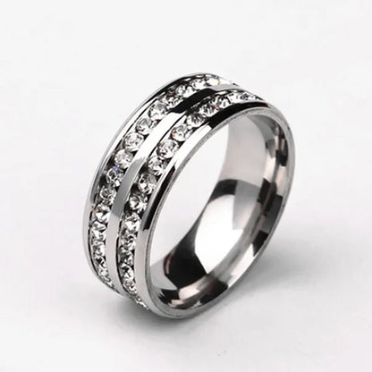 Square Zircon Stainless Steel Couple Ring For Women and Men Romantic Engagement Wedding Party Jewelry Female