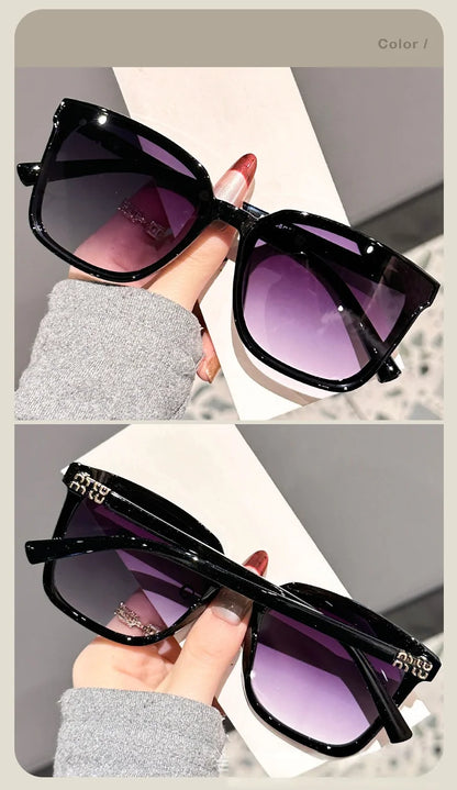 New style temple letter large frame square thin frame high-end sunglasses for women DS-8162