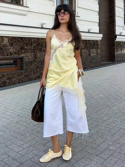 2025 Women's Solid Lace Dress Sleeveless Sexy Backless Asymmetric Long Dresses Female Summer Woman Evening Party Dress Fashion