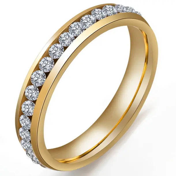 Square Zircon Stainless Steel Couple Ring For Women and Men Romantic Engagement Wedding Party Jewelry Female
