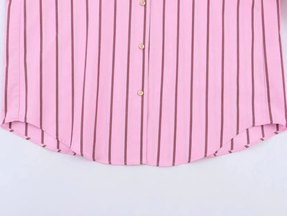 Women Blouses Tops Spring New Fashion Color Blocking Elegant Women's Shirts Tops Chic Street Single-breasted Tops