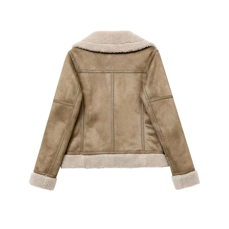 Motorcycle  Faux Shearling Sheepskin Leather Jackets