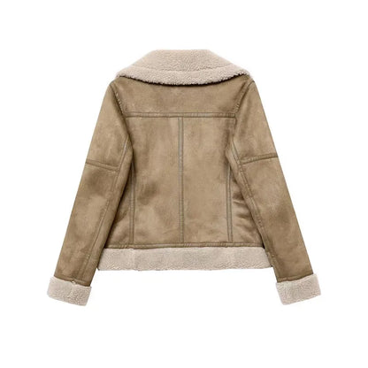 Motorcycle  Faux Shearling Sheepskin Leather Jackets