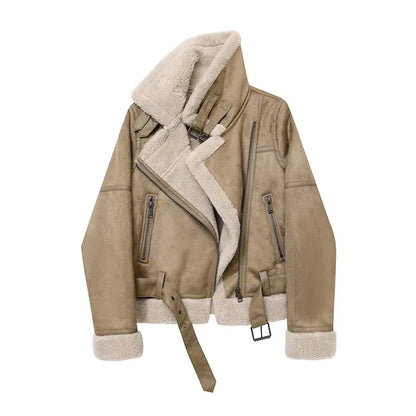 Motorcycle  Faux Shearling Sheepskin Leather Jackets