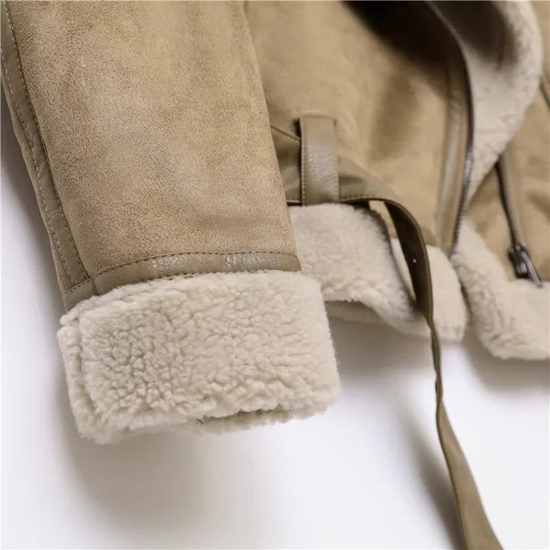 Motorcycle  Faux Shearling Sheepskin Leather Jackets