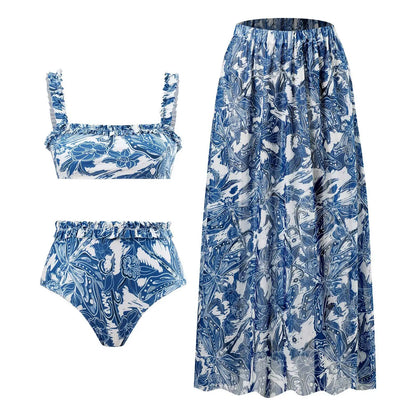 2026 New Arrival Push Up Women Bikini Set Floral Printed Ruffle Bikinis Strappy Bandage Swimwear Brazilian Biquini Bathing Suit