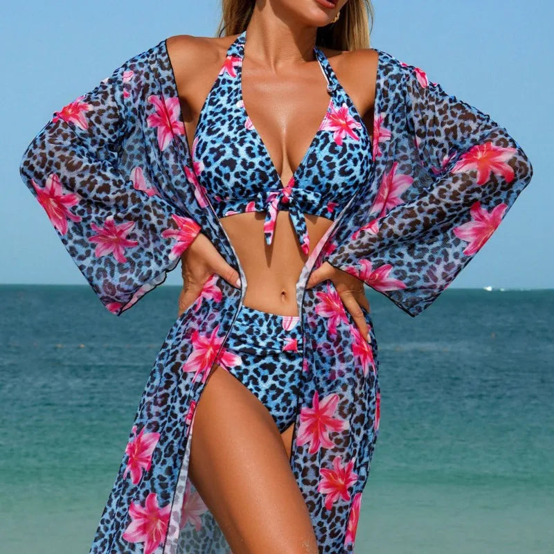 Leopard Sexy Bikinis Female Swimsuits Women Three-Piece Swimwear Beach Swim Wear Bathing Suits Brazilian Bikini Set Pool Bather