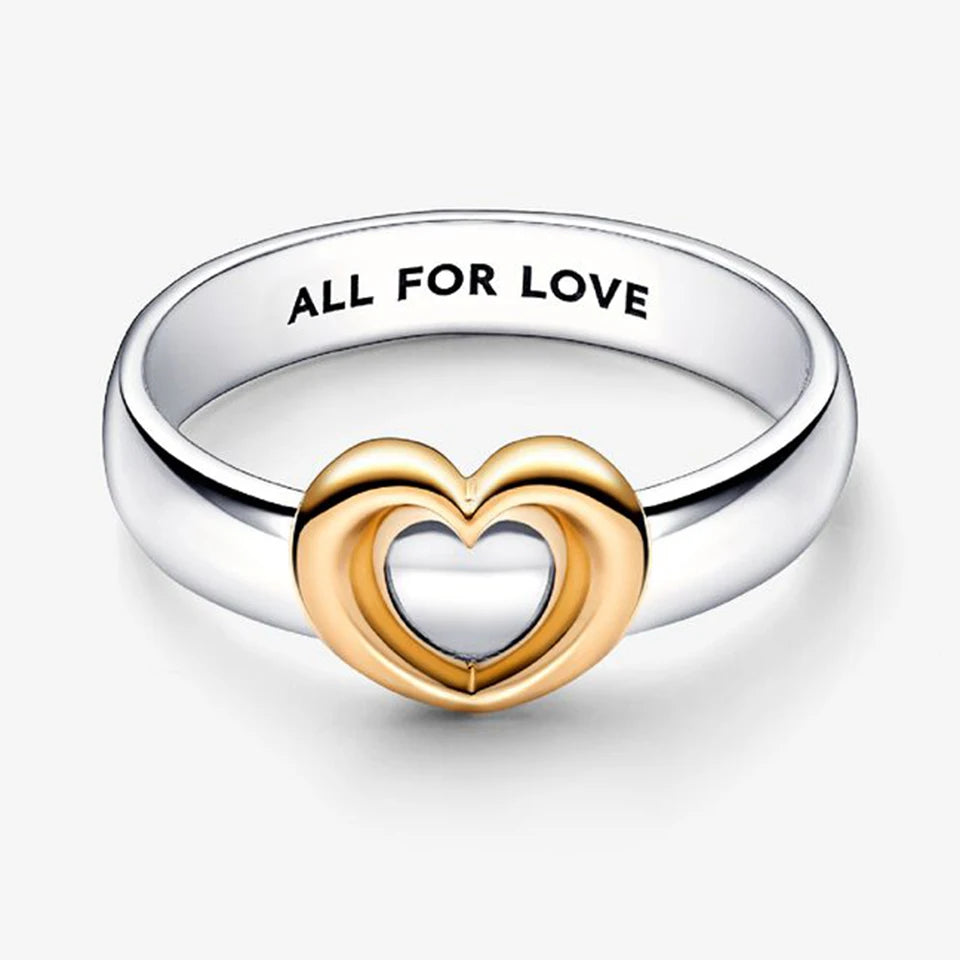 2026 New 925 Silver Love Double Layer Rose Wrong Circle Princess Noble Bow Crown Ring Exquisite DIY Charm Jewelry Gift