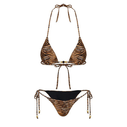 Trendy Tiger Print Bikini Set Swimwear Women Bandage Triangle G-string Split Bikini Summer 2025 New Sexy Spice Girl 2 Piece Sets