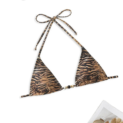 Trendy Tiger Print Bikini Set Swimwear Women Bandage Triangle G-string Split Bikini Summer 2025 New Sexy Spice Girl 2 Piece Sets