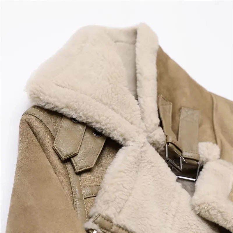 Motorcycle  Faux Shearling Sheepskin Leather Jackets