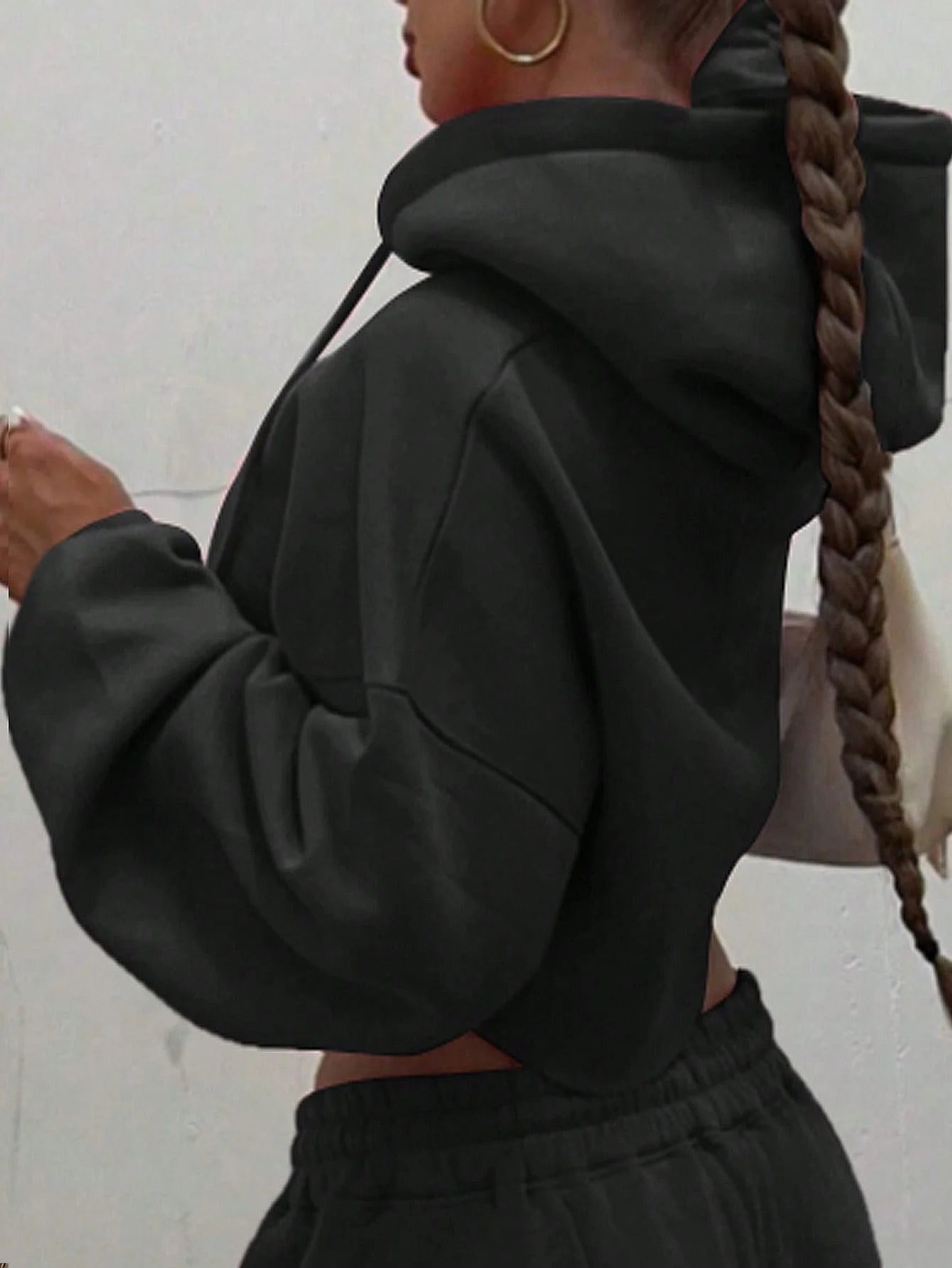 Hooded Zip-up Cropped Sweatshirt and Long Pants