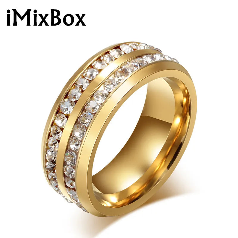 Square Zircon Stainless Steel Couple Ring For Women and Men Romantic Engagement Wedding Party Jewelry Female