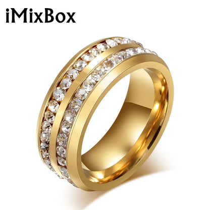 Square Zircon Stainless Steel Couple Ring For Women and Men Romantic Engagement Wedding Party Jewelry Female