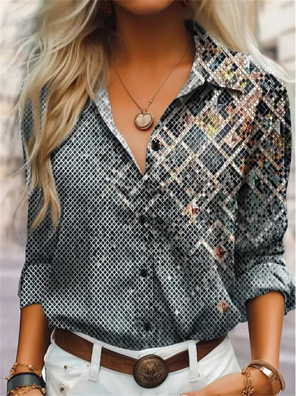 Black Striped Printed Long-sleeved Shirt