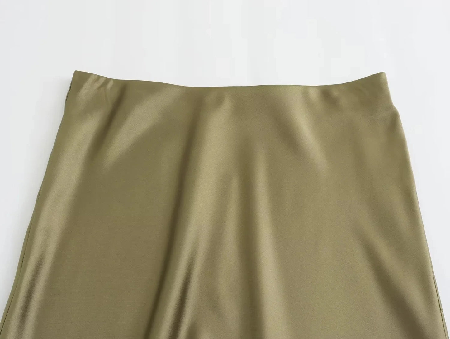 HH 2024 Y2K Casual Women Long Skirt Spring Elastic High Waisted A-Line Casual Female Satin Skirts High Street Lady Skirts