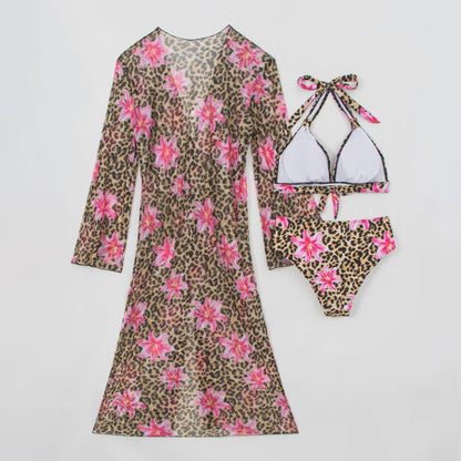 Leopard Sexy Bikinis Female Swimsuits Women Three-Piece Swimwear Beach Swim Wear Bathing Suits Brazilian Bikini Set Pool Bather