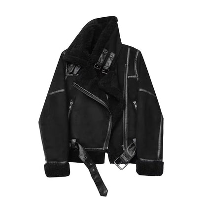 Motorcycle  Faux Shearling Sheepskin Leather Jackets