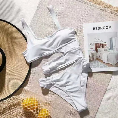 Sexy One-Piece Bikini Swimwear Hollow out Waist Design Pure Color Beachwear Summer Hot Sale Of The Season Trendy Intimate Clothi