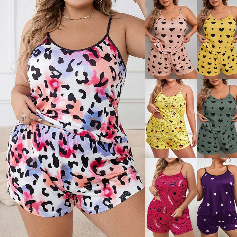 Sleeveless Printed Pajama Set