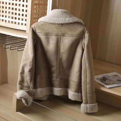 Motorcycle  Faux Shearling Sheepskin Leather Jackets