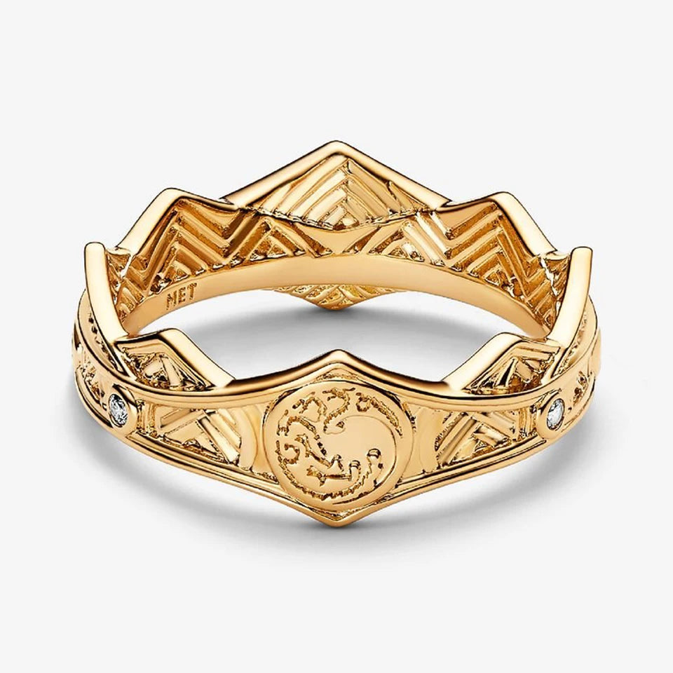 2026 New 925 Silver Love Double Layer Rose Wrong Circle Princess Noble Bow Crown Ring Exquisite DIY Charm Jewelry Gift