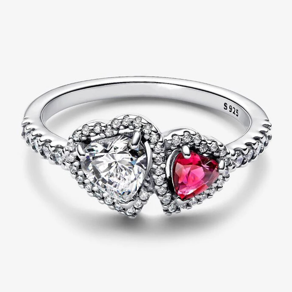 2026 New 925 Silver Love Double Layer Rose Wrong Circle Princess Noble Bow Crown Ring Exquisite DIY Charm Jewelry Gift