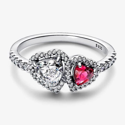 2026 New 925 Silver Love Double Layer Rose Wrong Circle Princess Noble Bow Crown Ring Exquisite DIY Charm Jewelry Gift