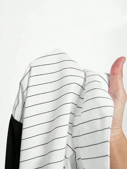 Women Elegant Striped Shirt  with Lapel Spliced