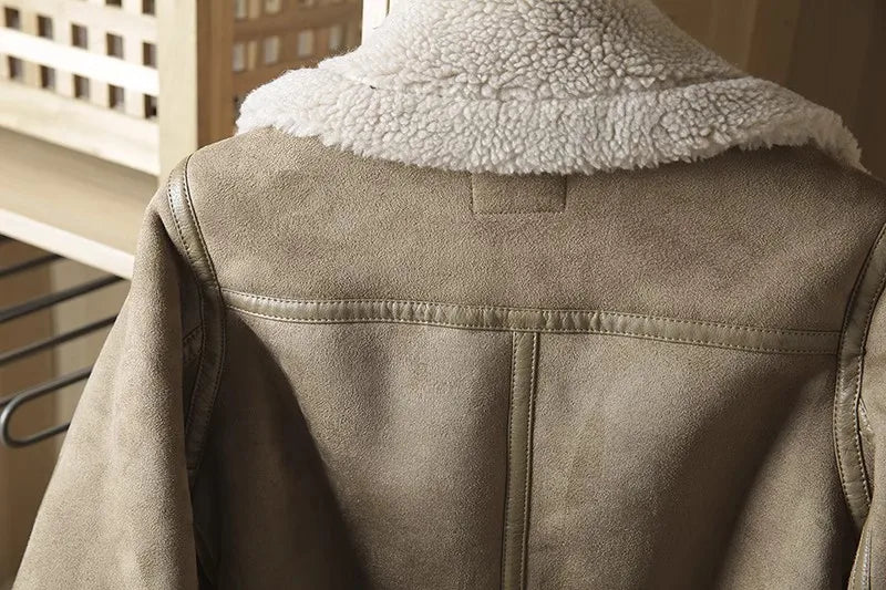 Motorcycle  Faux Shearling Sheepskin Leather Jackets