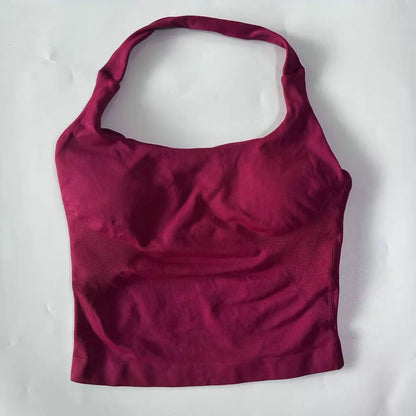 2pcs Women's Gym Set Backless Tank Top High Waist Scrunch Shorts Seamless Fitness Activewear Workout Suit