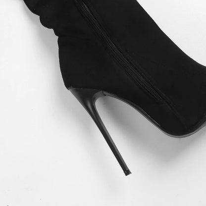 ORCHA LISA Winter Shoes Women Stilettos Thin Heels Over The Knee Boots Pointed Toe Stretched Zipper Thigh high Booties US15