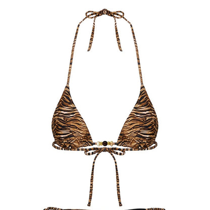 Trendy Tiger Print Bikini Set Swimwear Women Bandage Triangle G-string Split Bikini Summer 2025 New Sexy Spice Girl 2 Piece Sets