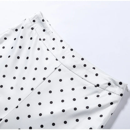 Fashion Polka Dot Two-pieces 7-inch Pants Sets Women's Slim Halter Waist-cinching Tops Hip-wrap Pant 2026 New Ladies Solid Suit