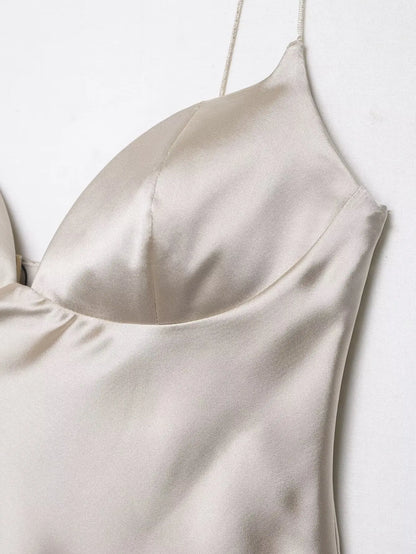 2026 New Summer Satin Textured Black Sling Tops Women Elegant V-neck Backless Tops Shirt Women Sexy Tops Club Party Tanks