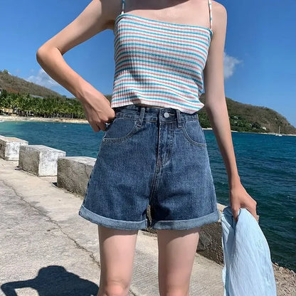 Black Gray Denim Shorts